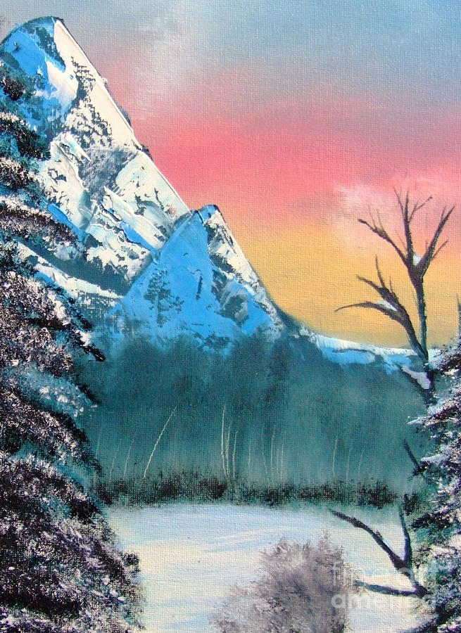 Winter Mountain Twilight Painting by Marianne NANA Betts