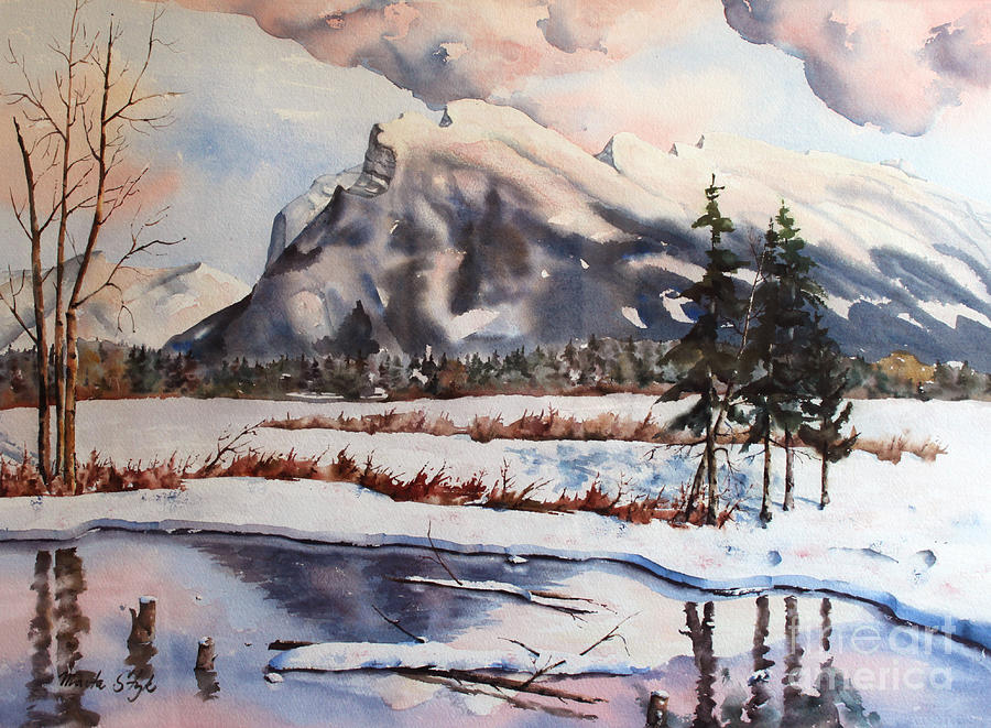 Winter near Banff Painting by Marta Styk