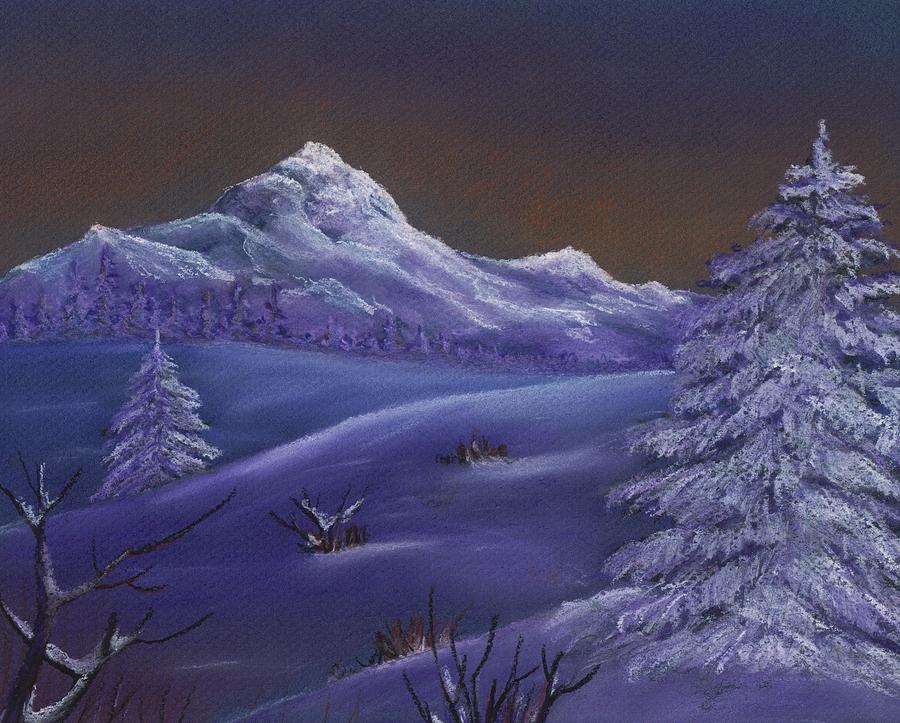 Mountain Painting - Winter Night by Anastasiya Malakhova