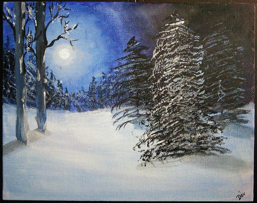 Winter Night Painting by Devika Ramachandran - Pixels