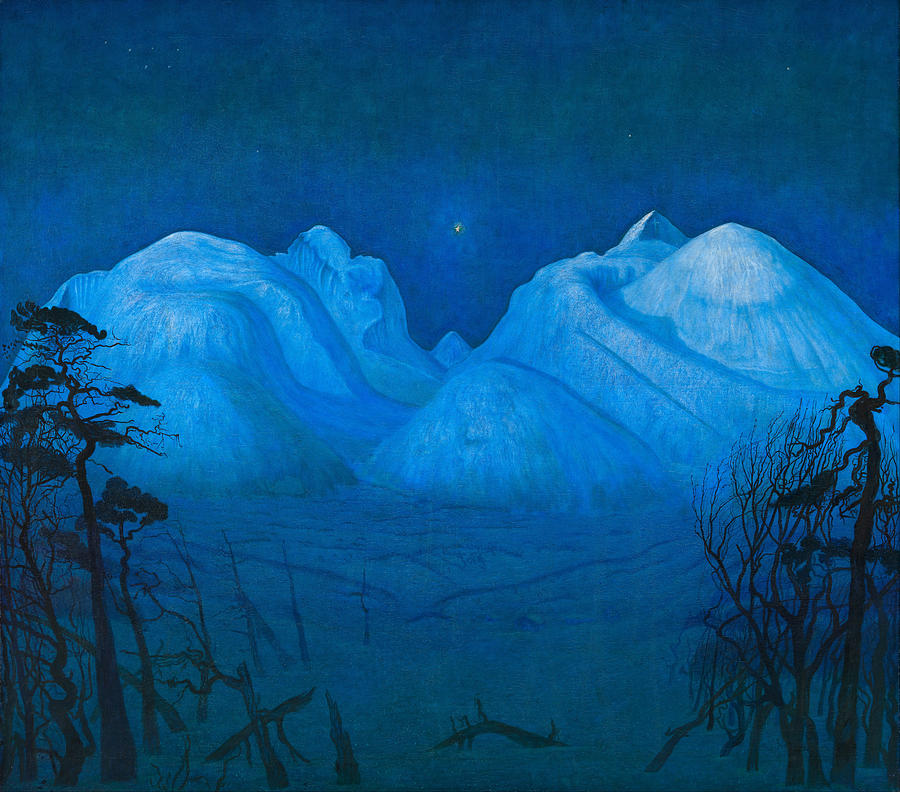 Harald Sohlberg Painting - Winter Night in the Mountains by Harald Sohlberg
