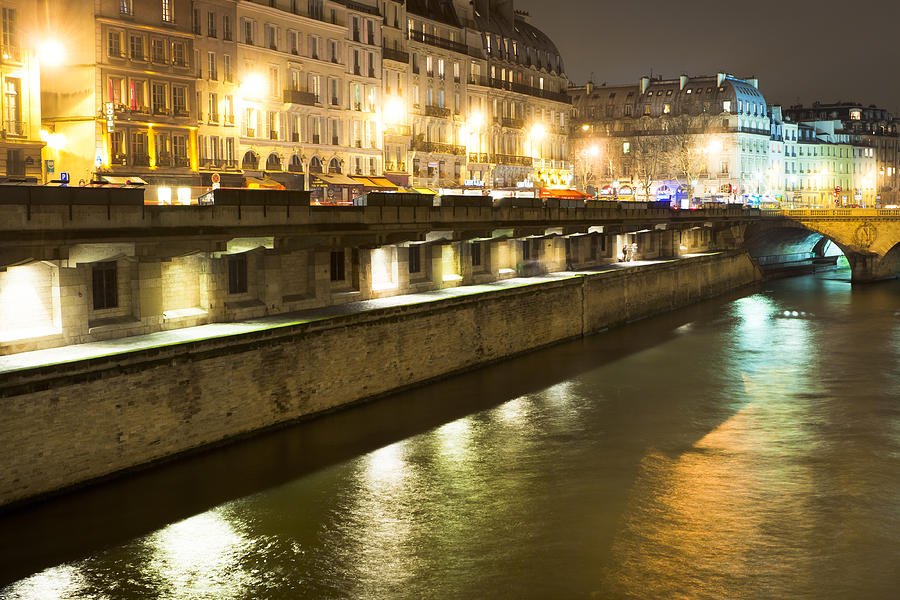 Winter Night on the Seine in Paris Photograph by Mark Tisdale