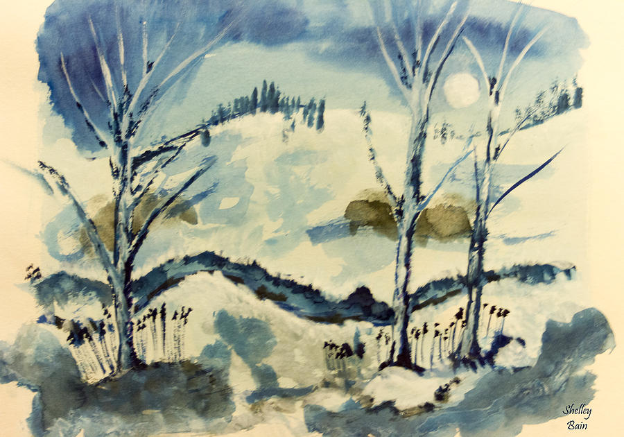 Winter Night Painting by Shelley Bain