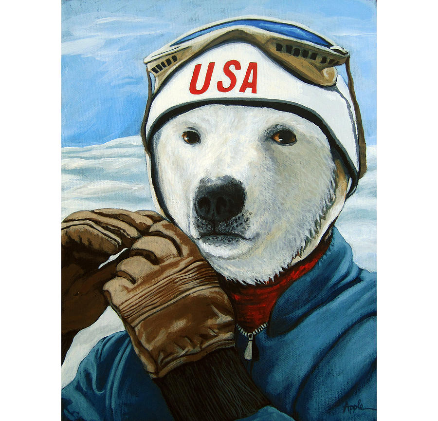 Winter Olympic Skier Painting by Linda Apple