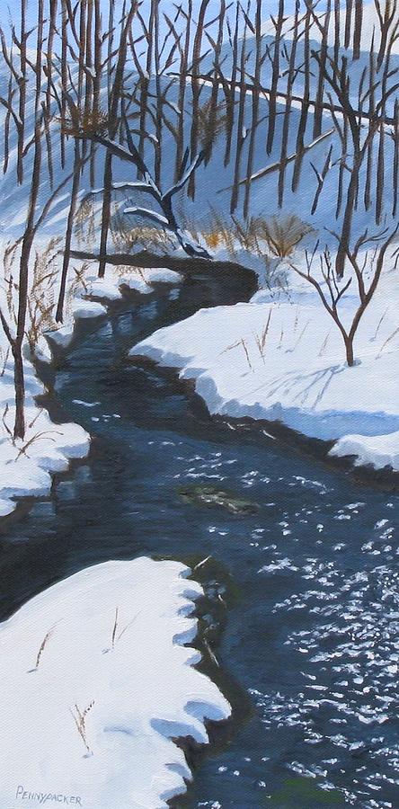Winter on Penns Creek Painting by Barb Pennypacker