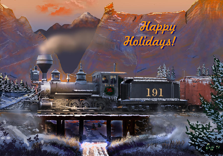 Winter on the Colorado Narrow Gauge Greeting Card Digital Art by J Griff Griffin