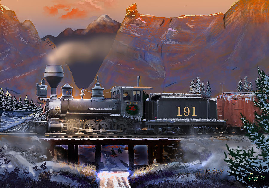 Winter on the Colorado Narrow Gauge Digital Art by J Griff Griffin