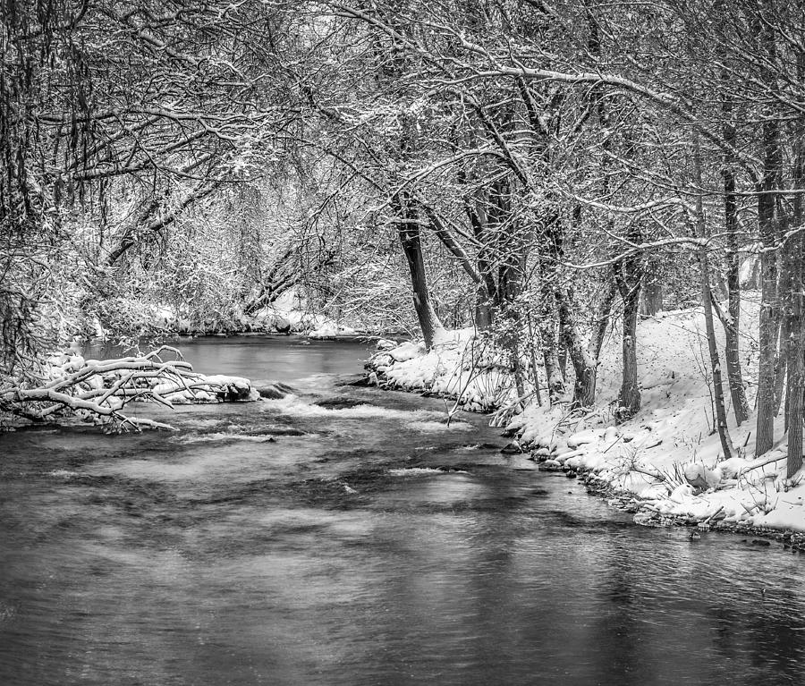 Flowing River Photograph - Winter On The Waupaca River by Thomas Young
