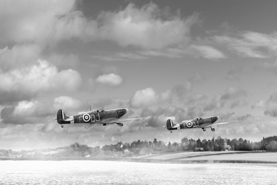 Winter ops Spitfires black and white version Photograph by Gary Eason