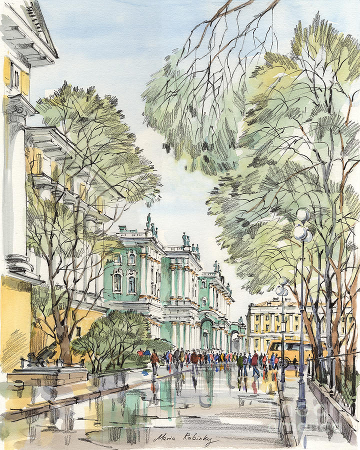 Winter Palace Saint Petersburg Painting by Maria Rabinky