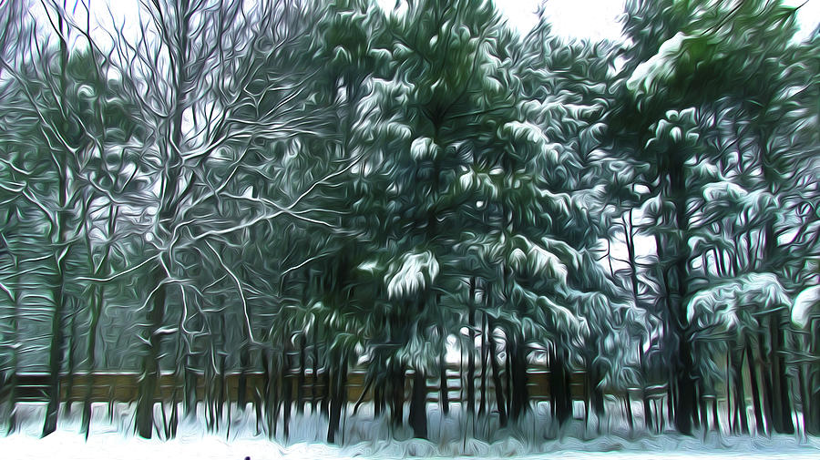 Winter pine tree  Painting by Jeelan Clark
