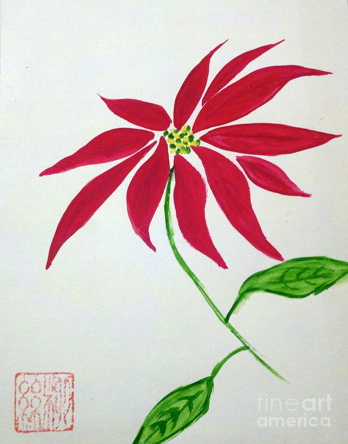 Winter poinsettia Painting by Margaret Welsh Willowsilk