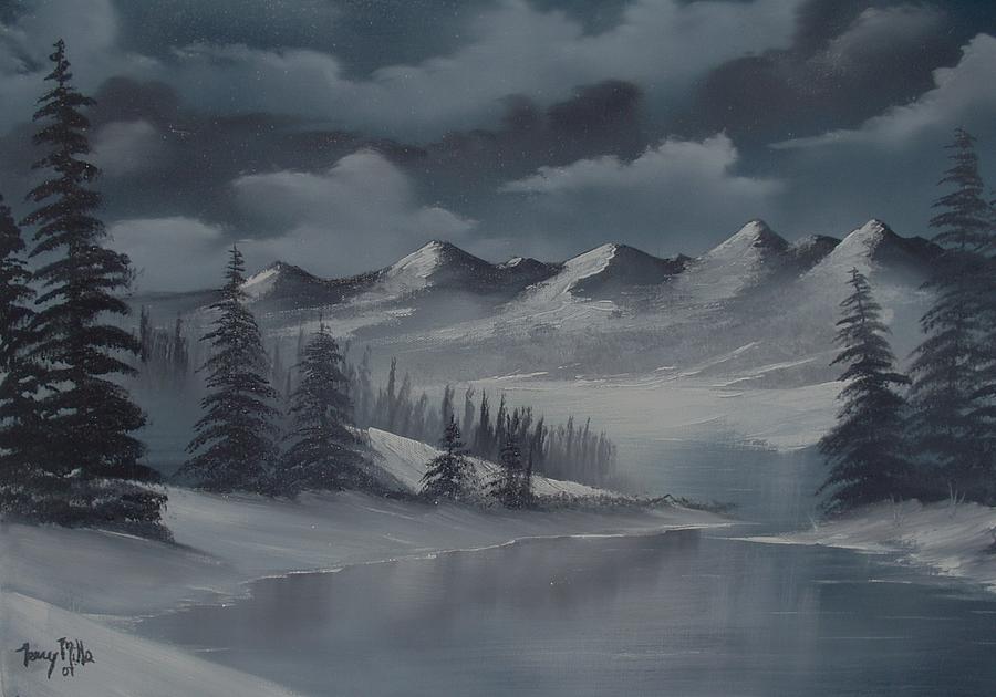 Winter Pond Painting by Terry Mills