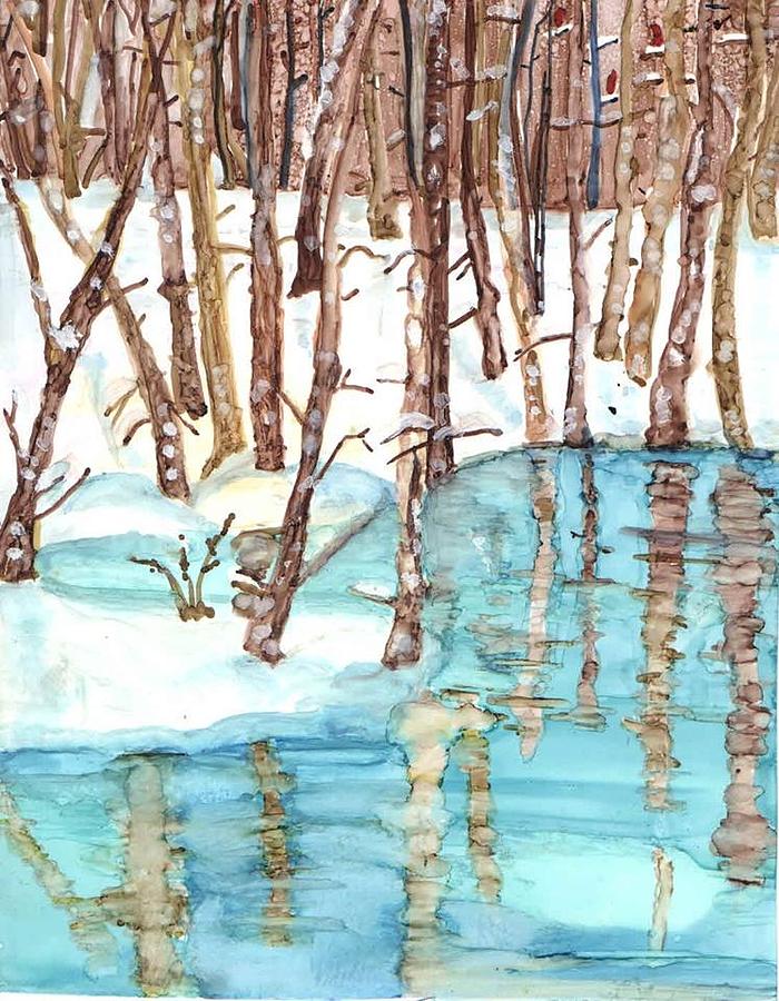 Winter River Painting by Lin Deahl