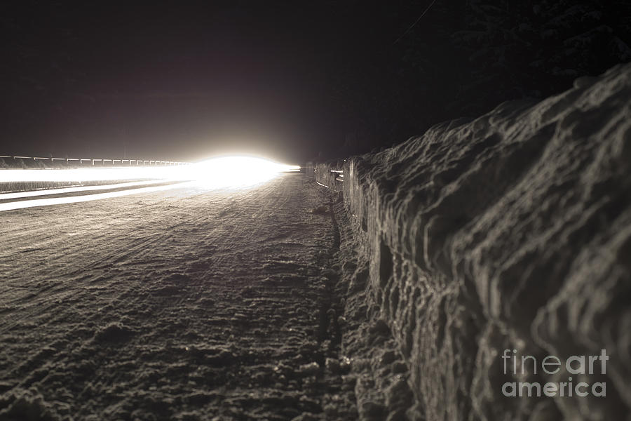 Winter road at nigh Photograph by Mats Silvan