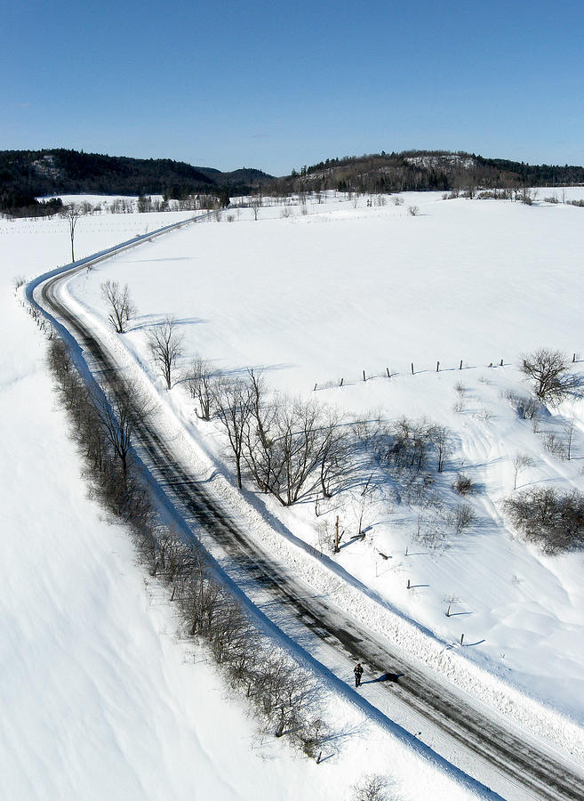 Winter Photograph - Winter Road. Chemin Cross Loop. by Rob Huntley