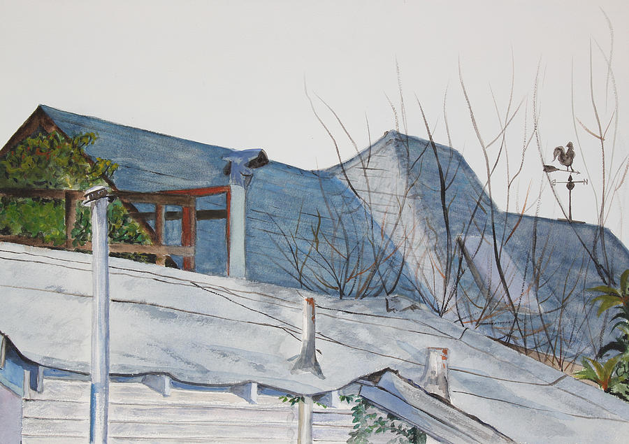 Winter Rooftops in Berkeley Painting by Asha Carolyn Young