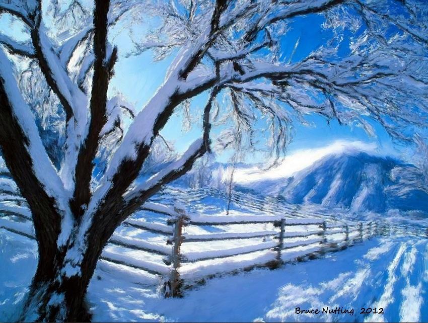 Winter Scene Painting by Bruce Nutting