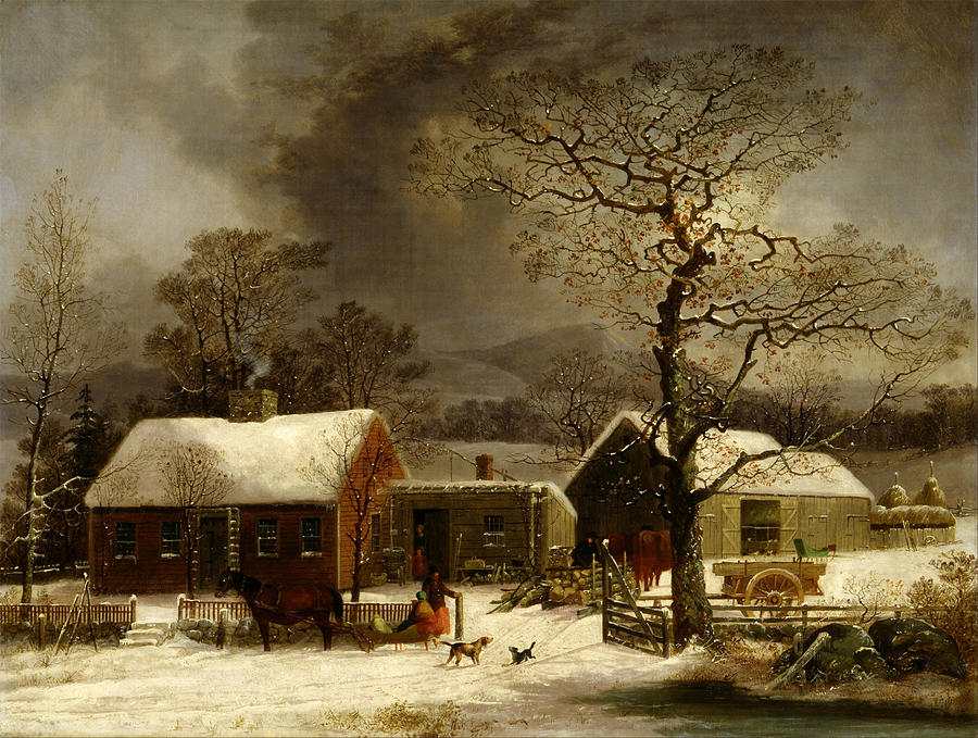 Winter Scene in New Haven Connecticut 1858 by Durrie Painting by Movie Poster Prints
