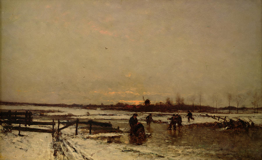 Landscape Painting - Winter Scene by Ludwig Munthe