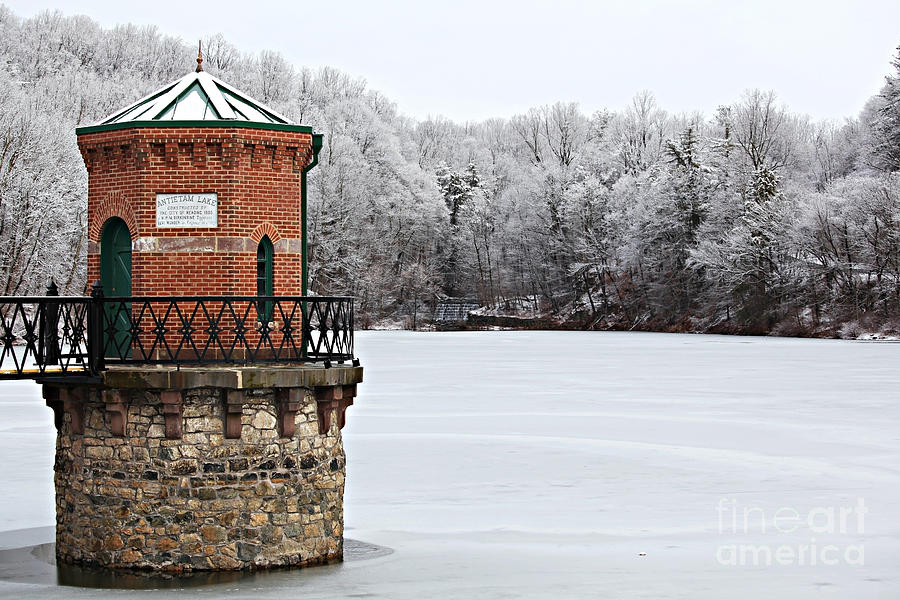 Nature Photograph - Winter Scene of Watch Tower on Antietam Lake by Kerry Gergen