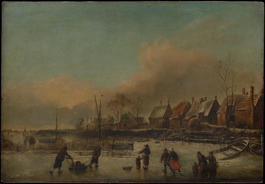Jan Van De Cappelle Painting - Winter Scene by Style of Jan van de Cappelle