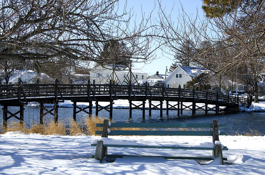 Winter Scene with Footbridge Photograph by Maureen E Ritter