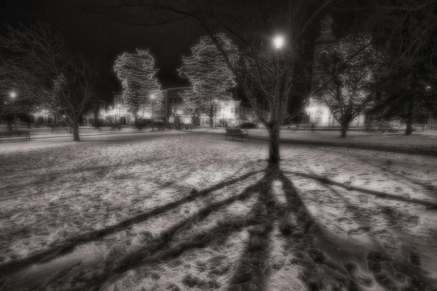 Winter Shadows And Xmas Lights Photograph by Sven Brogren