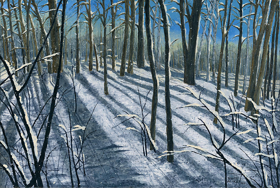 Tree Painting - Winter Shadows by Brigitte  Meskey