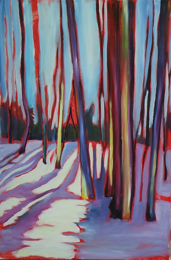 Tree Painting - Winter Shadows in Bechtel Park by Sheila Diemert