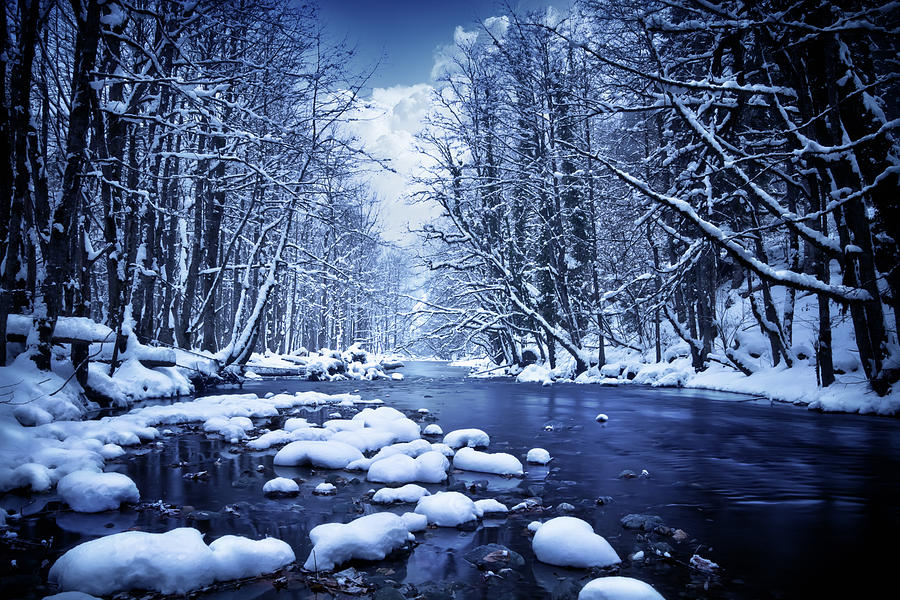 Winter Shot River In Mountains Photograph by Sankai