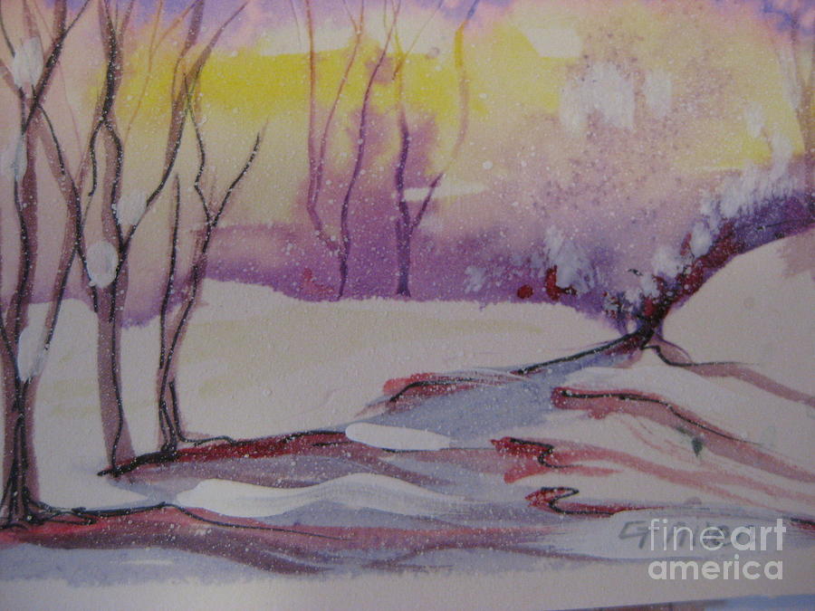 Winter Snow Scene Painting by Gretchen Allen