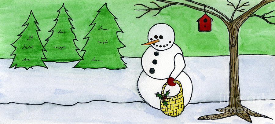 Winter Snowman Painting by Norma Appleton