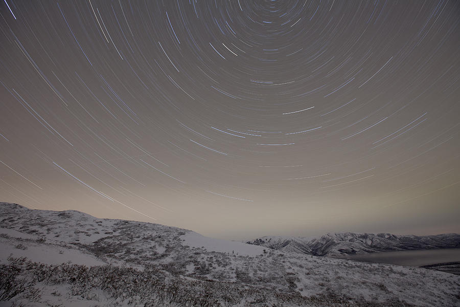Winter Photograph - Winter Star Trail by Tim Grams