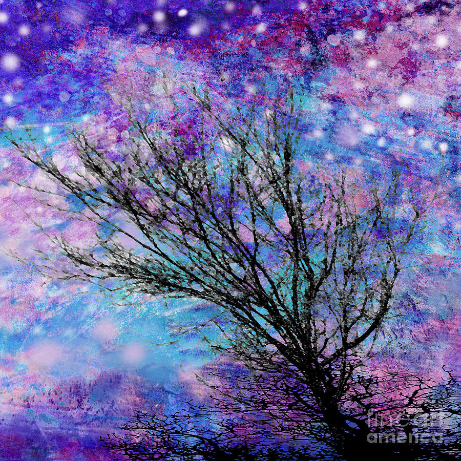 Winter Starry Night Square Digital Art by Ann Powell - Fine Art America