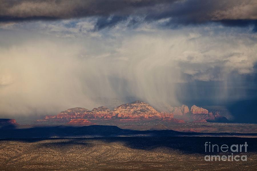 Winter Storm approaches Sedona Photograph by Ron Chilston