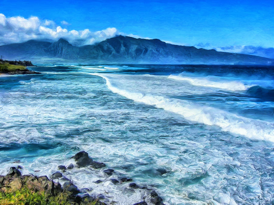 Winter Storm Surf at Hookipa Maui Painting by Dominic Piperata