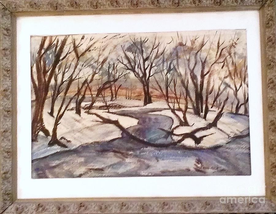 Landscape Painting - Winter Stream by Ann Cole Phillips
