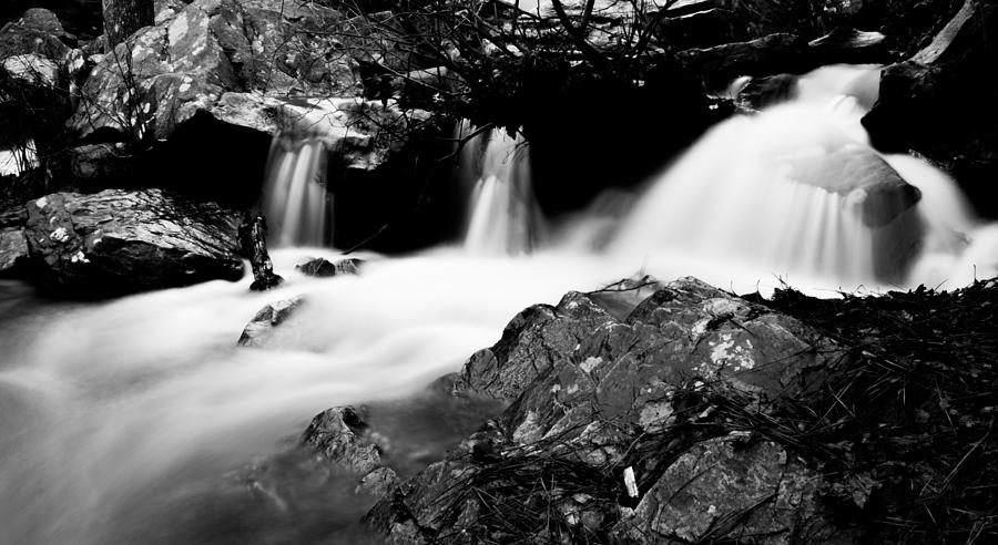 Waterfall Photograph - Winter Stream In Monochrome by Parker Cunningham