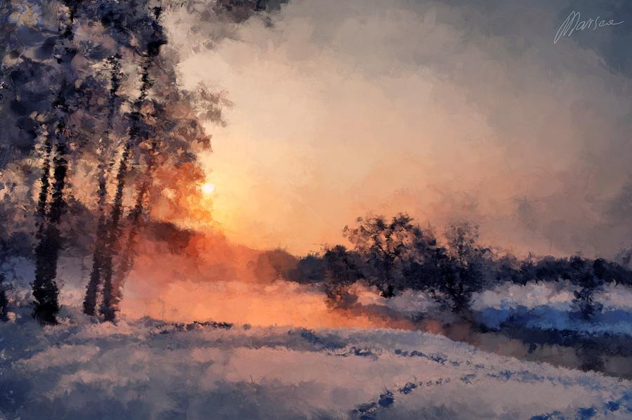 Winter Painting - Winter sun by Marina Likholat