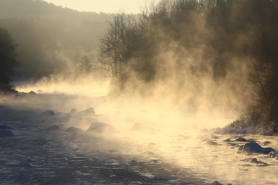 Winter Sunrise Fog on the West River Photograph by John Burk