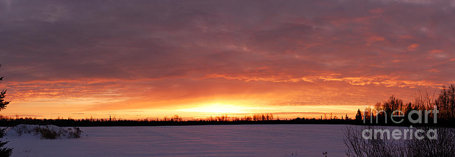 Winter Sunrise Pano Photograph by Larry Ricker
