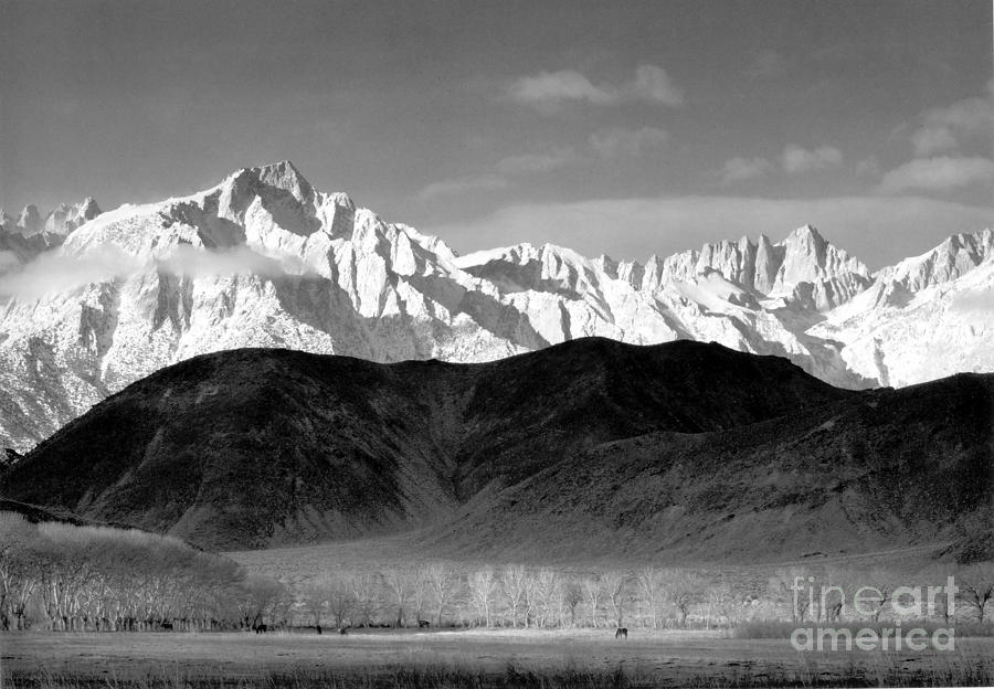 Black And White Photograph - Winter Sunrise Sierra Nevada 1944 by Ansel Adams