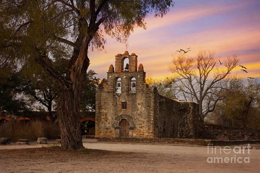 Winter Sunset at the Mission Photograph by Iris Greenwell