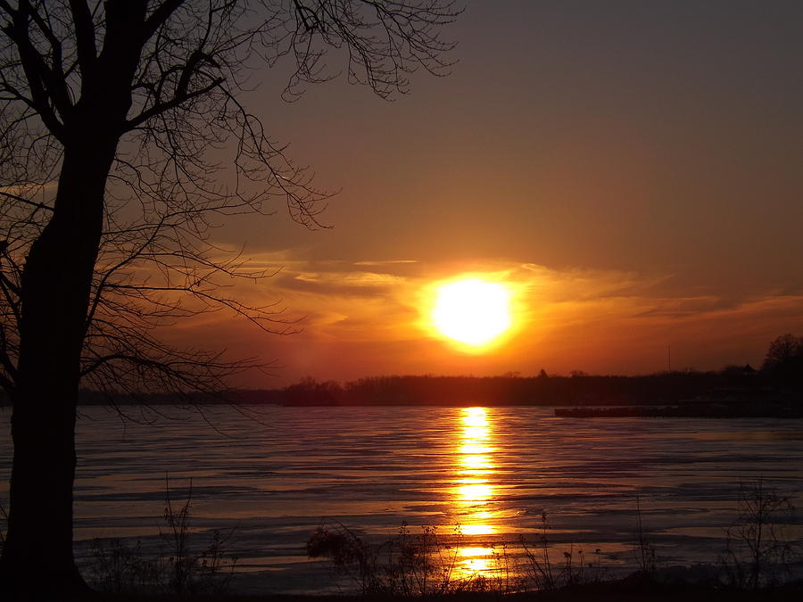 Winter Sunset Buckeye Lake Photograph by David Holmes - Fine Art America