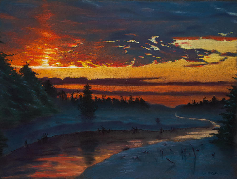 Winter Sunset Painting by Christopher Reid