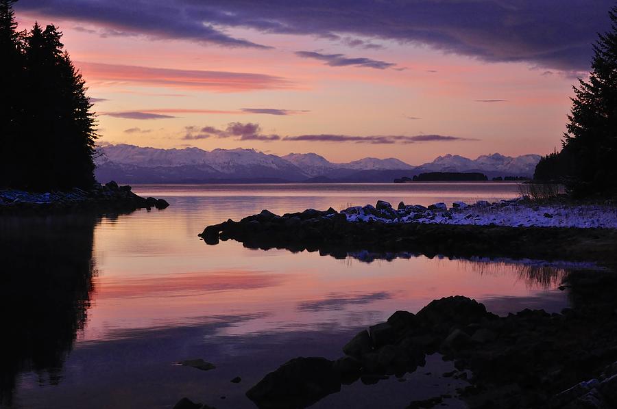 Sunset Photograph - Winter Sunset in Lynn Canal by Cathy Mahnke