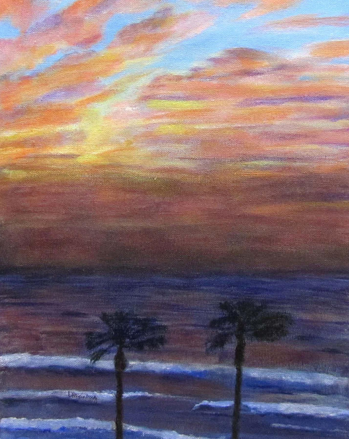Winter Sunset in Netanya Painting by Linda Feinberg