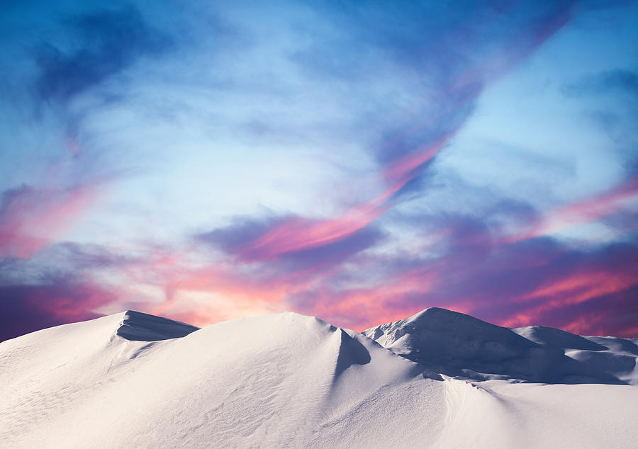 Winter Sunset In The Mountains Photograph by Borchee