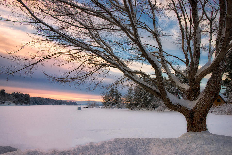 Winter Sunset on Long Lake Photograph by Darylann Leonard Photography